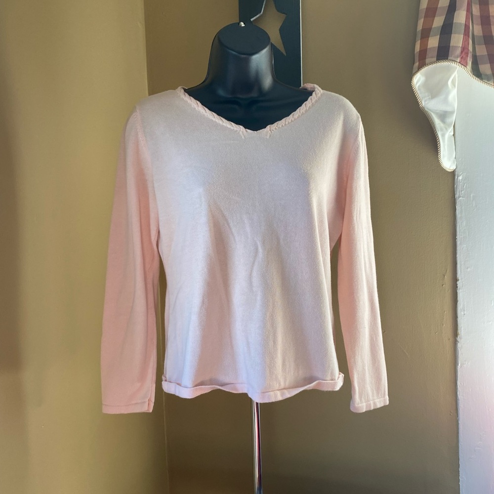 J. Jill Light Pink Sweater, Stitched Collar